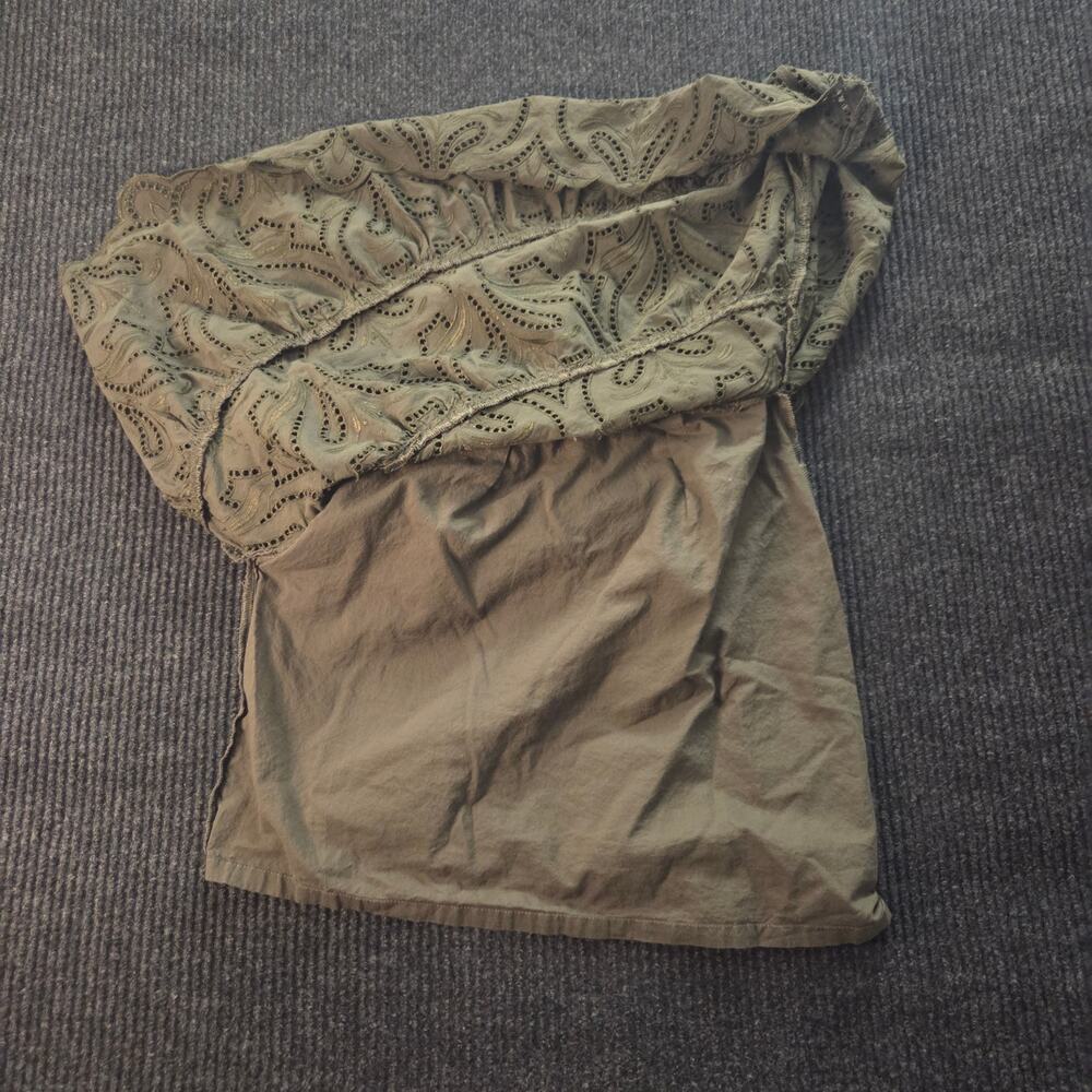 Y2k Express Olive Green Lace Eyelet Mini Skirt 100% Cotton Size 2 - Picture 4 of 7